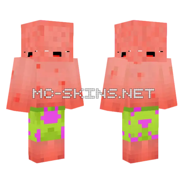5 Faced Derp Patrick Minecraft skin, front and back