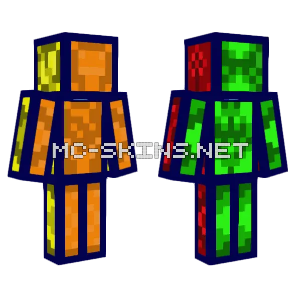 6 Colors Man Minecraft skin, front and back