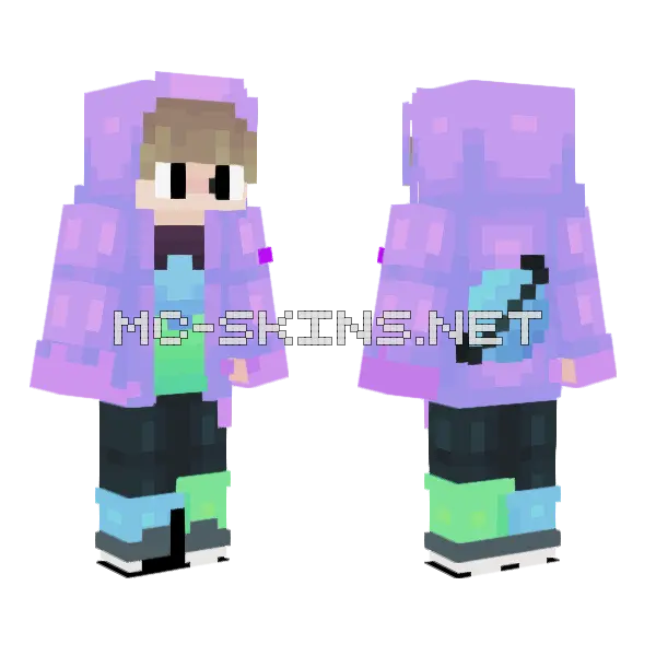 80s Vaporwave Boy Minecraft skin, front and back