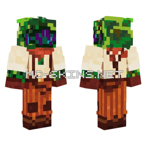 A Piant Minecraft skin, front and back