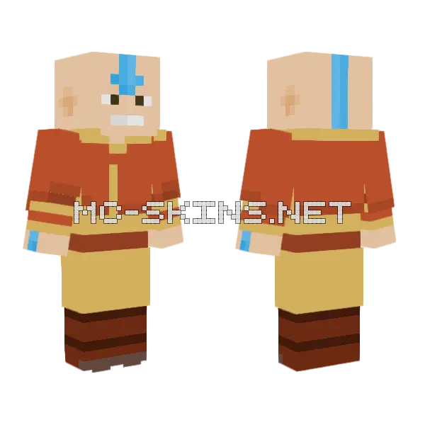 Aang Avatar Minecraft skin, front and back