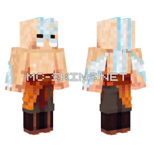 Aang Avatar Fort 2 Minecraft skin, front and back