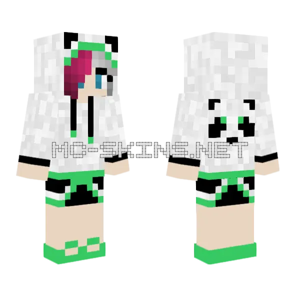 Abby Panda Hoodie Minecraft skin, front and back