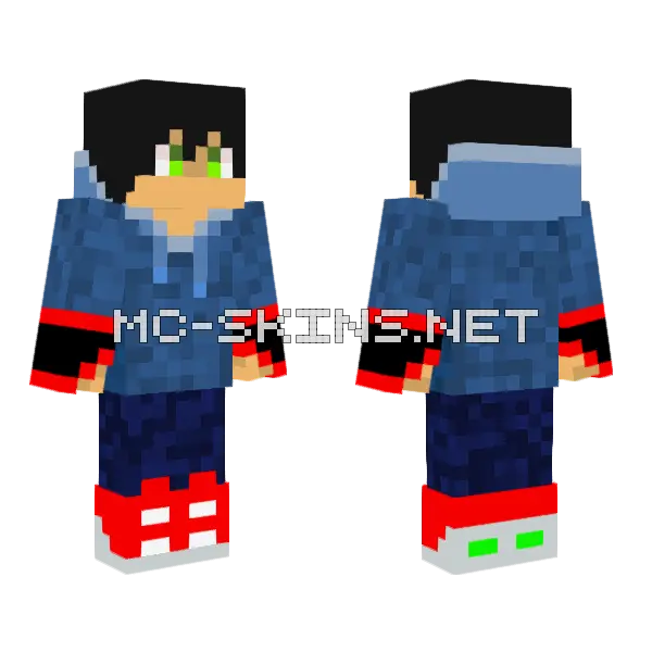 Ace Matthew Blue Casual Outfit Minecraft skin, front and back