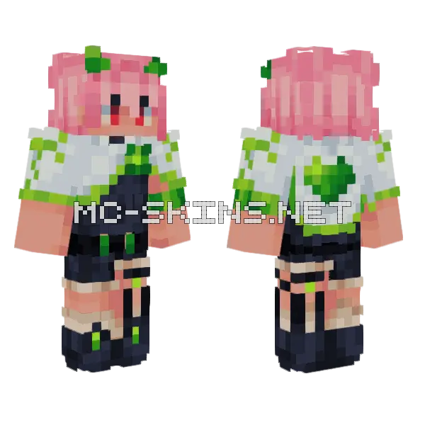 Aceattune Green Life Minecraft skin, front and back