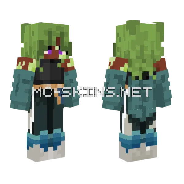 Actual Aerith Minecraft skin, front and back
