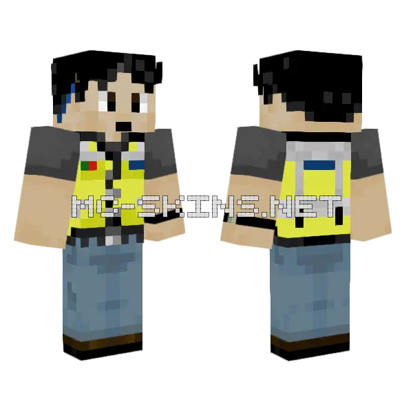 Adrigy Blue Jacket Minecraft skin, front and back