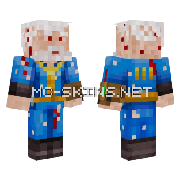 Aerox Fallout Vault Minecraft skin, front and back