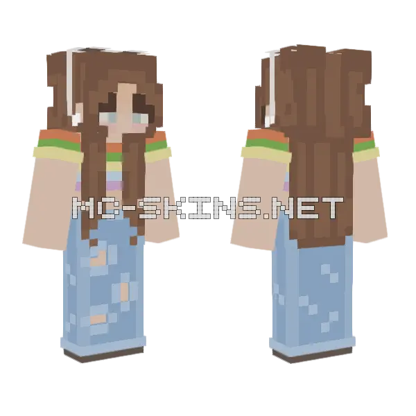 Aesthetic Kidcore Minecraft skin, front and back