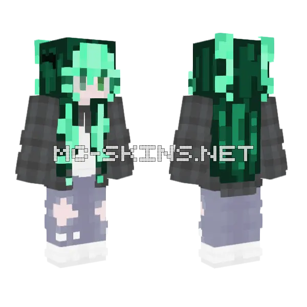 Aether Green Outfit Minecraft skin, front and back