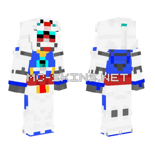 Age 2 Gundam Minecraft skin, front and back