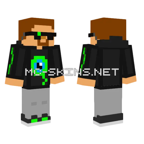Agent With Jacksepticeye Merch Minecraft skin, front and back
