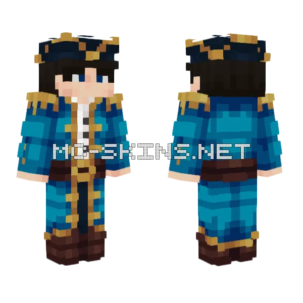 Ahoy Blue Coat Minecraft skin, front and back