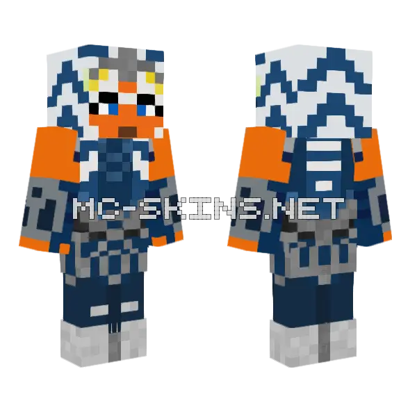 Ahsoka Tano Minecraft skin, front and back