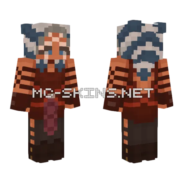 Ahsoka Tano Star Wars Minecraft skin, front and back