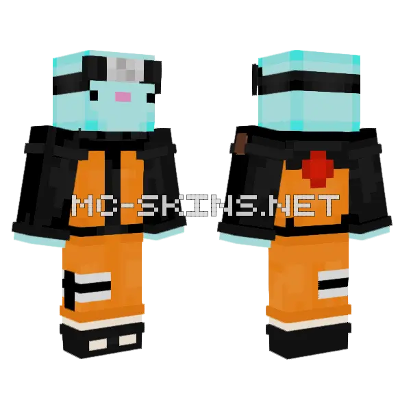 Ajolote Azul Naruto Minecraft skin, front and back