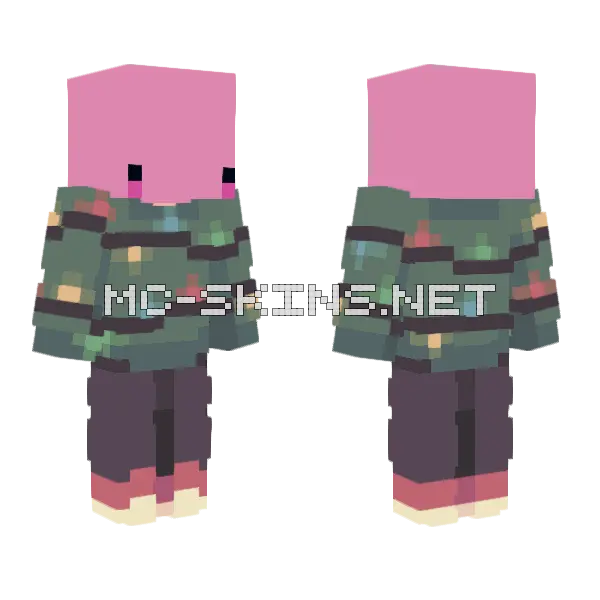 Ajolote Navidad Minecraft skin, front and back