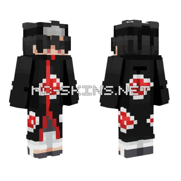 Akatsuki Black Cloak Minecraft skin, front and back