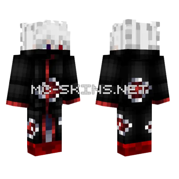 Akatsuki Cloak Anime Boy Minecraft skin, front and back
