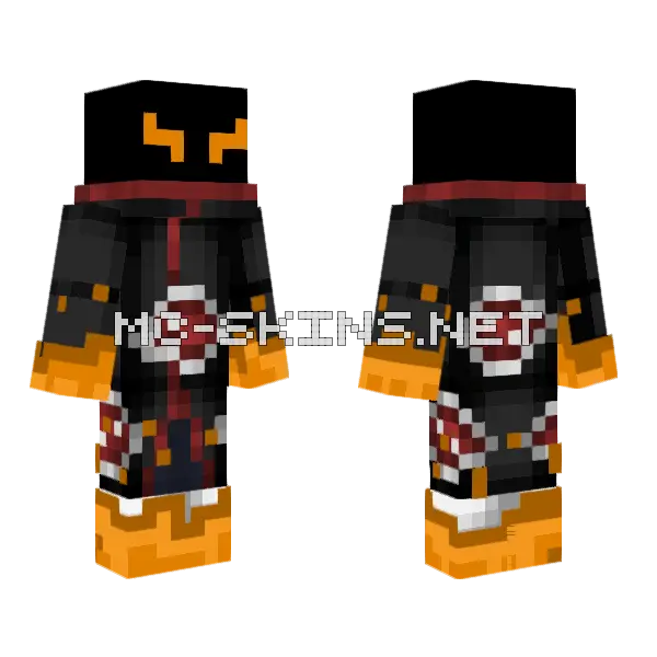 Akatsuki Flame Hands Minecraft skin, front and back