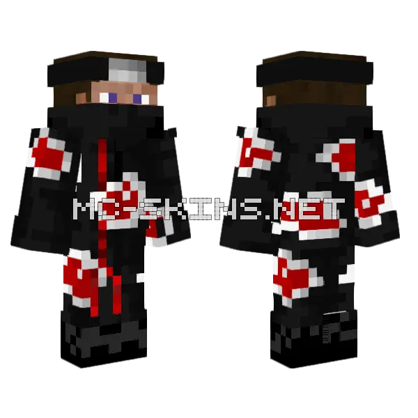 Akatsuki Steve Minecraft skin, front and back