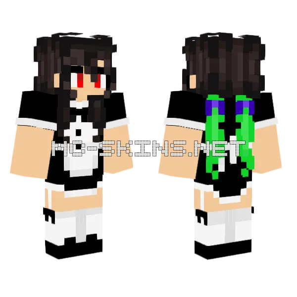 Aki Nakajima Maid Style Minecraft skin, front and back