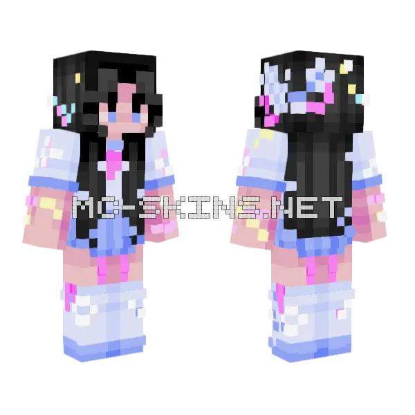 Aki OC Minecraft skin, front and back