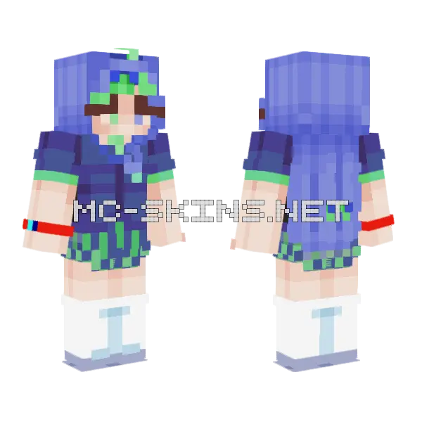 Akiko Blue Suit Minecraft skin, front and back