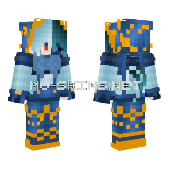 Aku Blue Outfit Minecraft skin, front and back