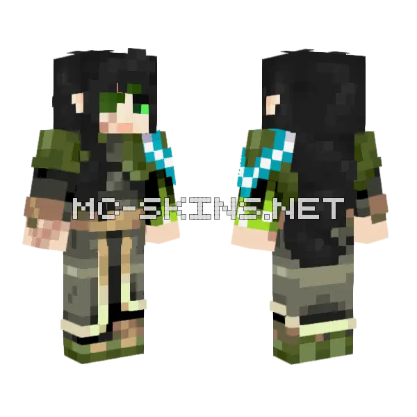 Aldormfa Green Outfit Minecraft skin, front and back