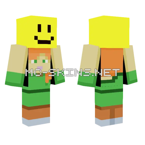 Alex Holding Noob Roblox Minecraft skin, front and back
