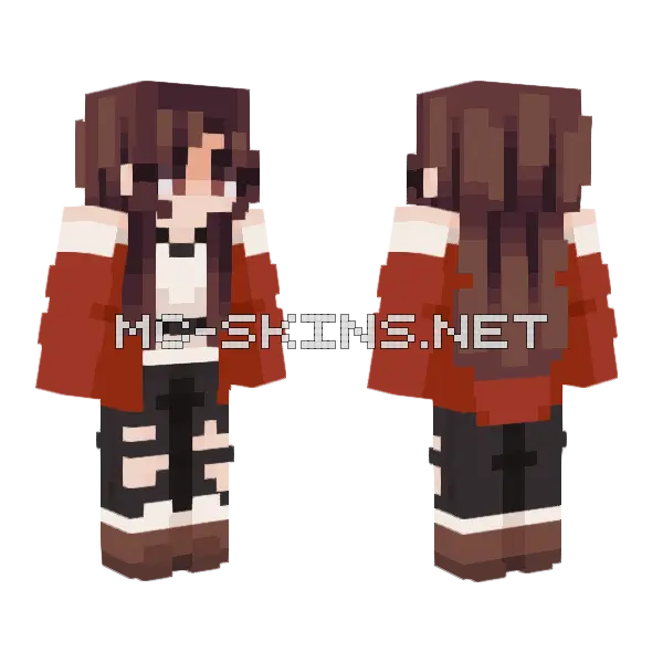 Alex Red Outfit Minecraft skin, front and back