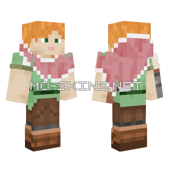 Alex With Pink Cloak Minecraft skin, front and back