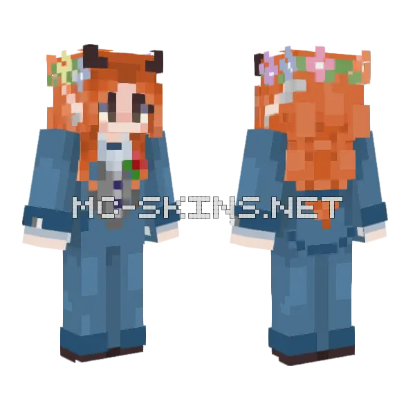 Algo Flower Crown Girl Minecraft skin, front and back