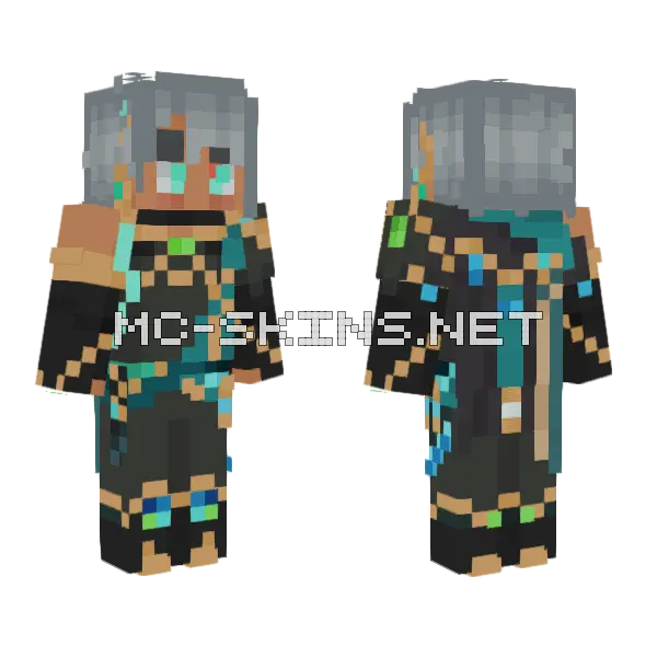 Alhaitham Genshin Impact Minecraft skin, front and back