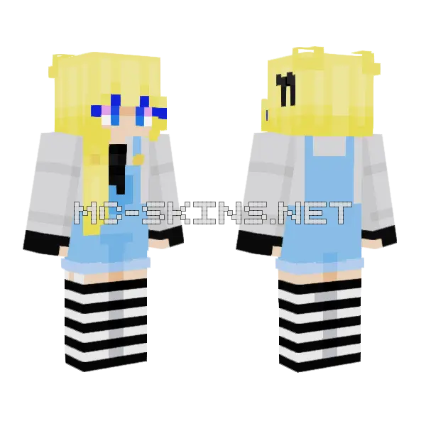 Alice In Wonderland Minecraft skin, front and back