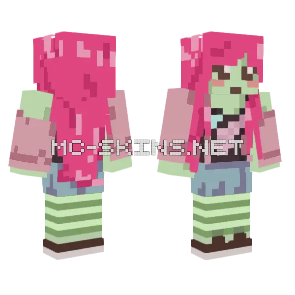 Alien Cool Girl Minecraft skin, front and back