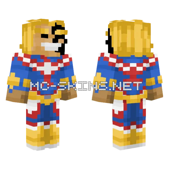 All Might Project MHA Minecraft skin, front and back