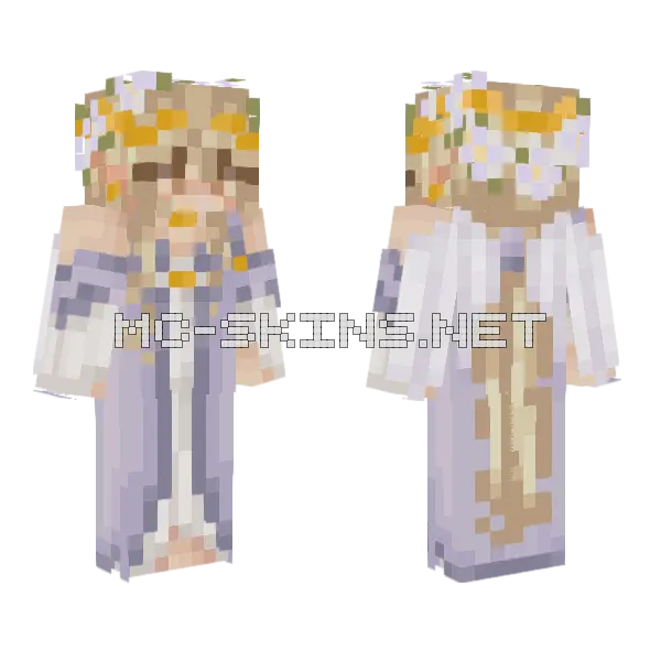 Allium Valley Fairy Minecraft skin, front and back