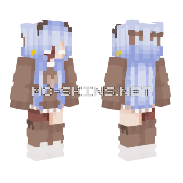 Alphawolf Blue Hair Minecraft skin, front and back