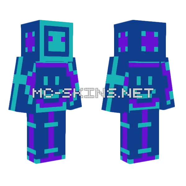 Amazingmaxj Blue Smiley Minecraft skin, front and back