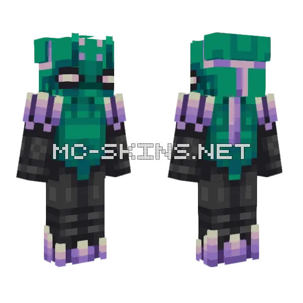 Amethyst Alien Minecraft skin, front and back