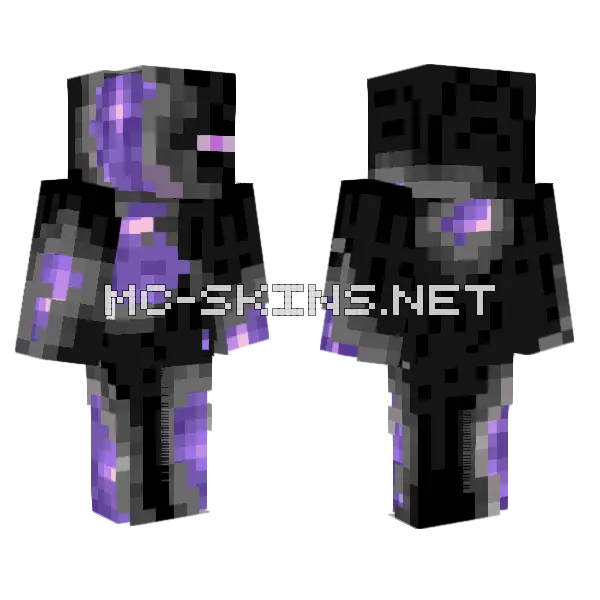 Amethyst Enderman V2 Minecraft skin, front and back