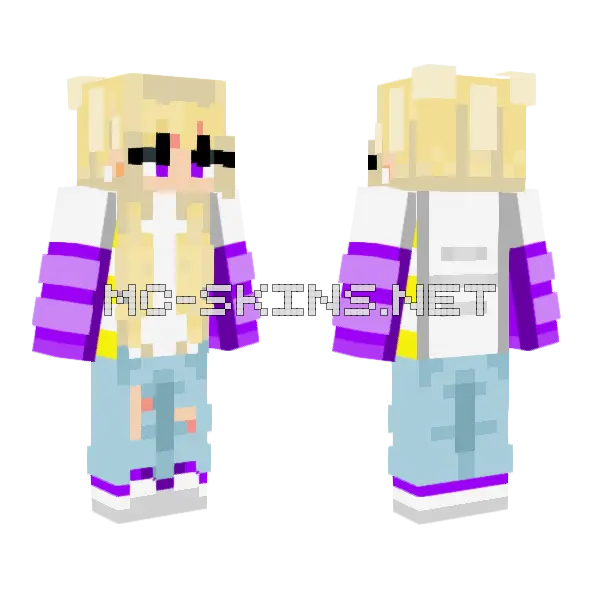 Amethyst Girl Minecraft skin, front and back