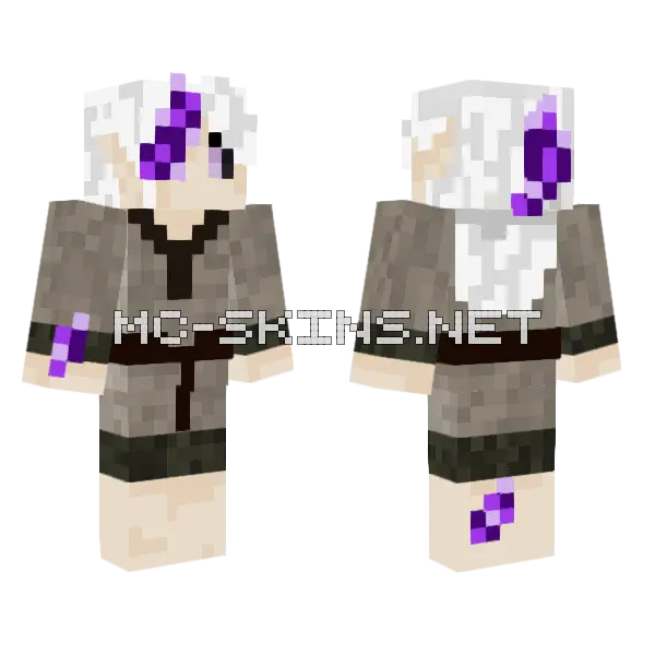 Amethyst Wyvern Minecraft skin, front and back