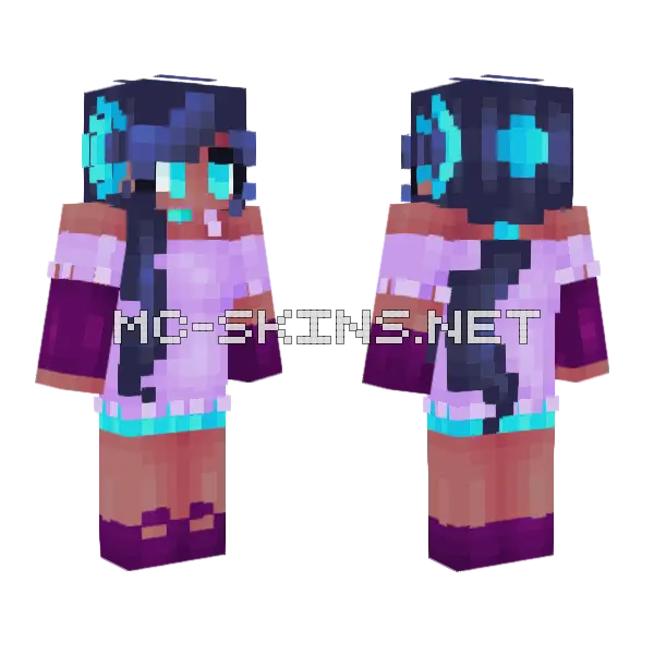 Amethysts and Aquamarines Outfit Minecraft skin, front and back