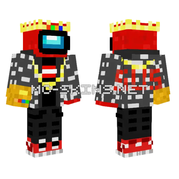 Among Head Drip Minecraft skin, front and back