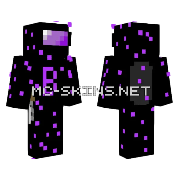 Among Us Blue Endermite Minecraft skin, front and back