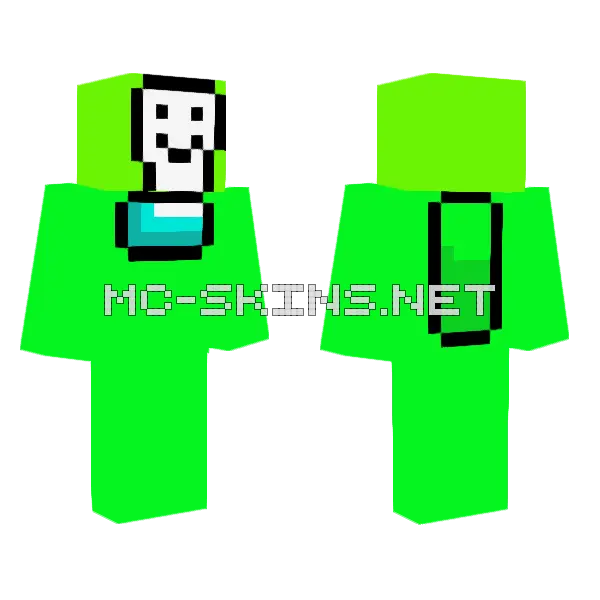 Among Us Lime Mini Dream Minecraft skin, front and back