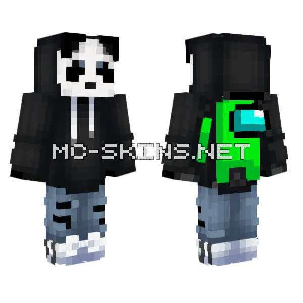 Among Us Panda Minecraft skin, front and back